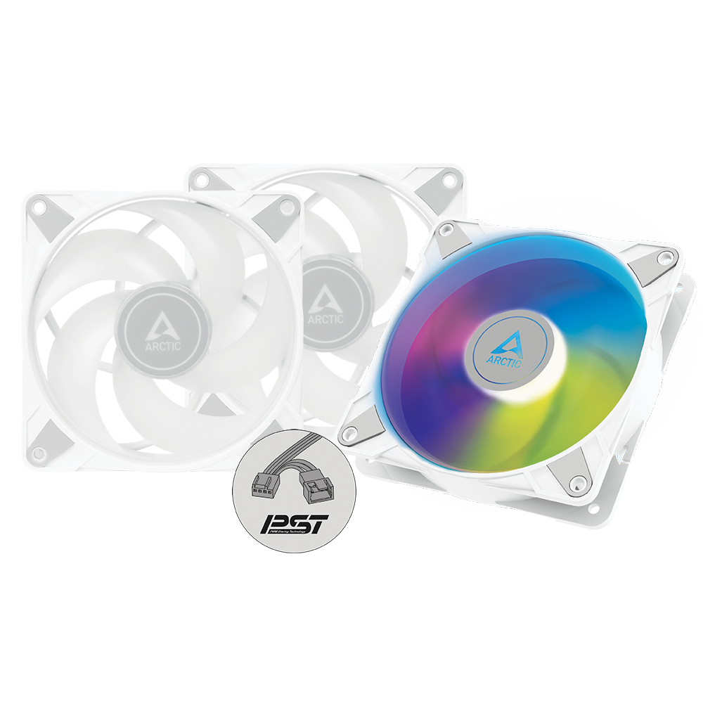 Arctic P12 PWM PST A-RGB Semi-Passive 120 mm Case Fan with Digital A-RGB, White 3 Pack