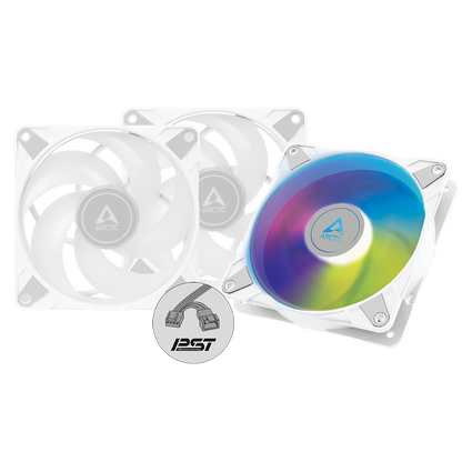 Arctic P12 PWM PST A-RGB Semi-Passive 120 mm Case Fan with Digital A-RGB, White 3 Pack