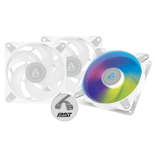 Arctic P12 PWM PST A-RGB Semi-Passive 120 mm Case Fan with Digital A-RGB, White 3 Pack