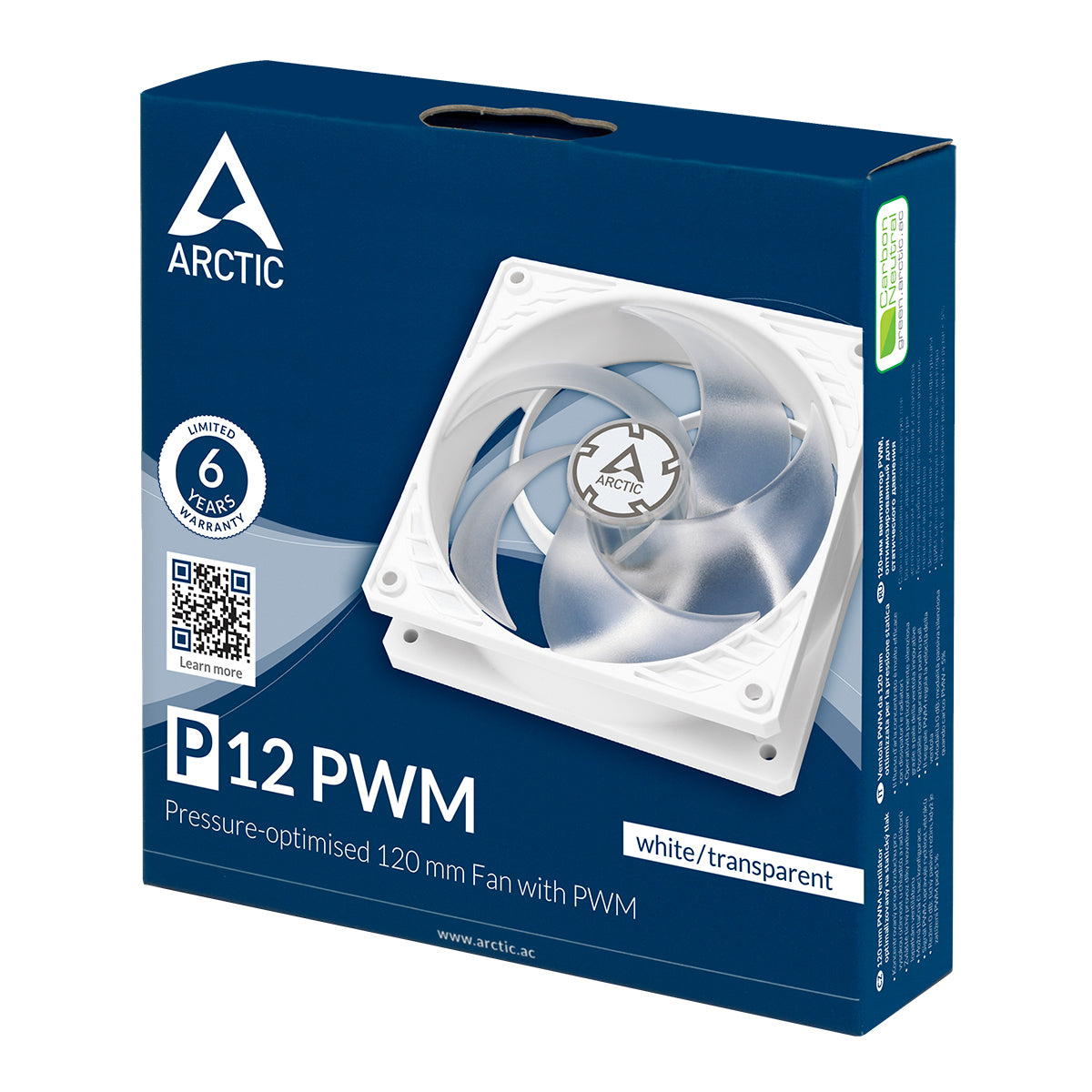 Arctic P12 PWM 120 mm PWM Fan white/transparent (ACFAN00131A)