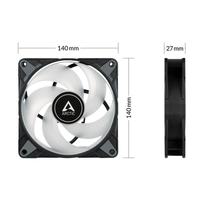 Arctic P14 PWM PST A-RGB Semi-Passive 140 mm Case Fan with Digital A-RGB, Black (ACFAN00239A)