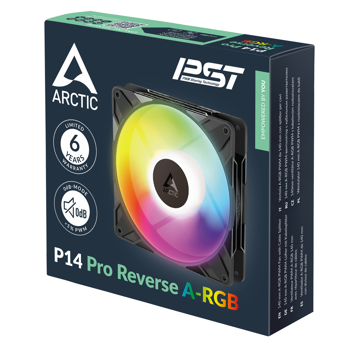 Arctic P14 Pro Reverse A-RGB 140 mm A-RGB PWM Fan with Cable Splitter