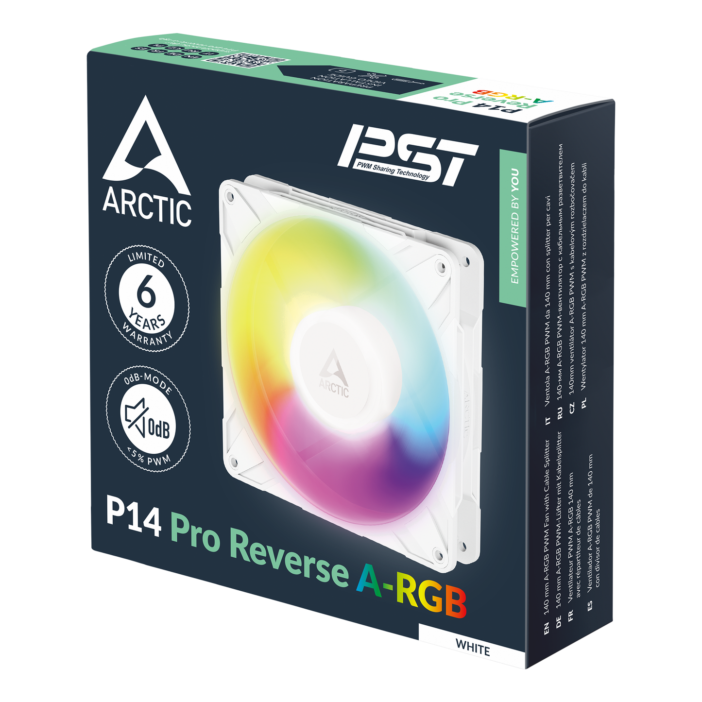 Arctic P14 Pro Reverse A-RGB (White) 140 mm A-RGB PWM Fan with Cable Splitter
