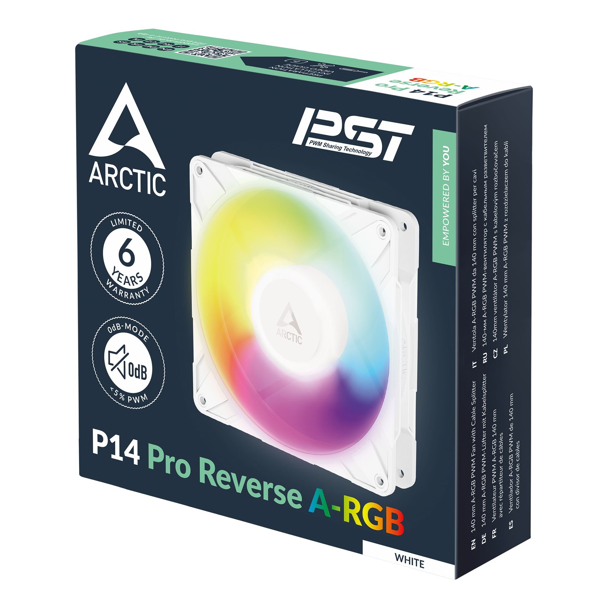 Arctic P14 Pro Reverse A-RGB (White) 140 mm A-RGB PWM Fan with Cable Splitter