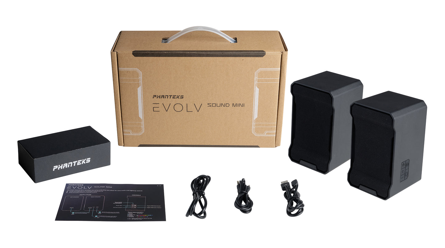 Phanteks Evolv Sound Mini Speaker DRGB , Compact, Gaming Speaker, Digital-RGB Lighting, Black (PH-SPK219_DBK01)
