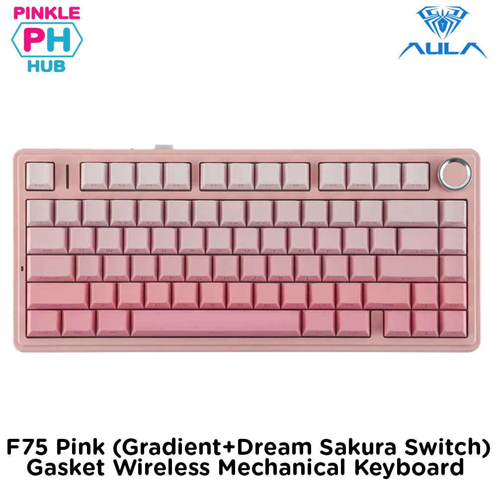 AULA F75 Pink (Gradient+Dream Sakura Switch) Gasket Wireless Mechanical Keyboard