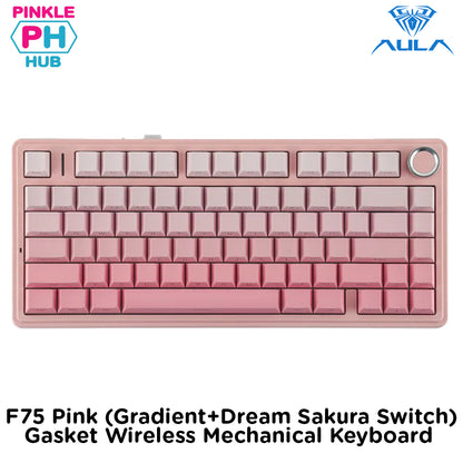AULA F75 Pink (Gradient+Dream Sakura Switch) Gasket Wireless Mechanical Keyboard