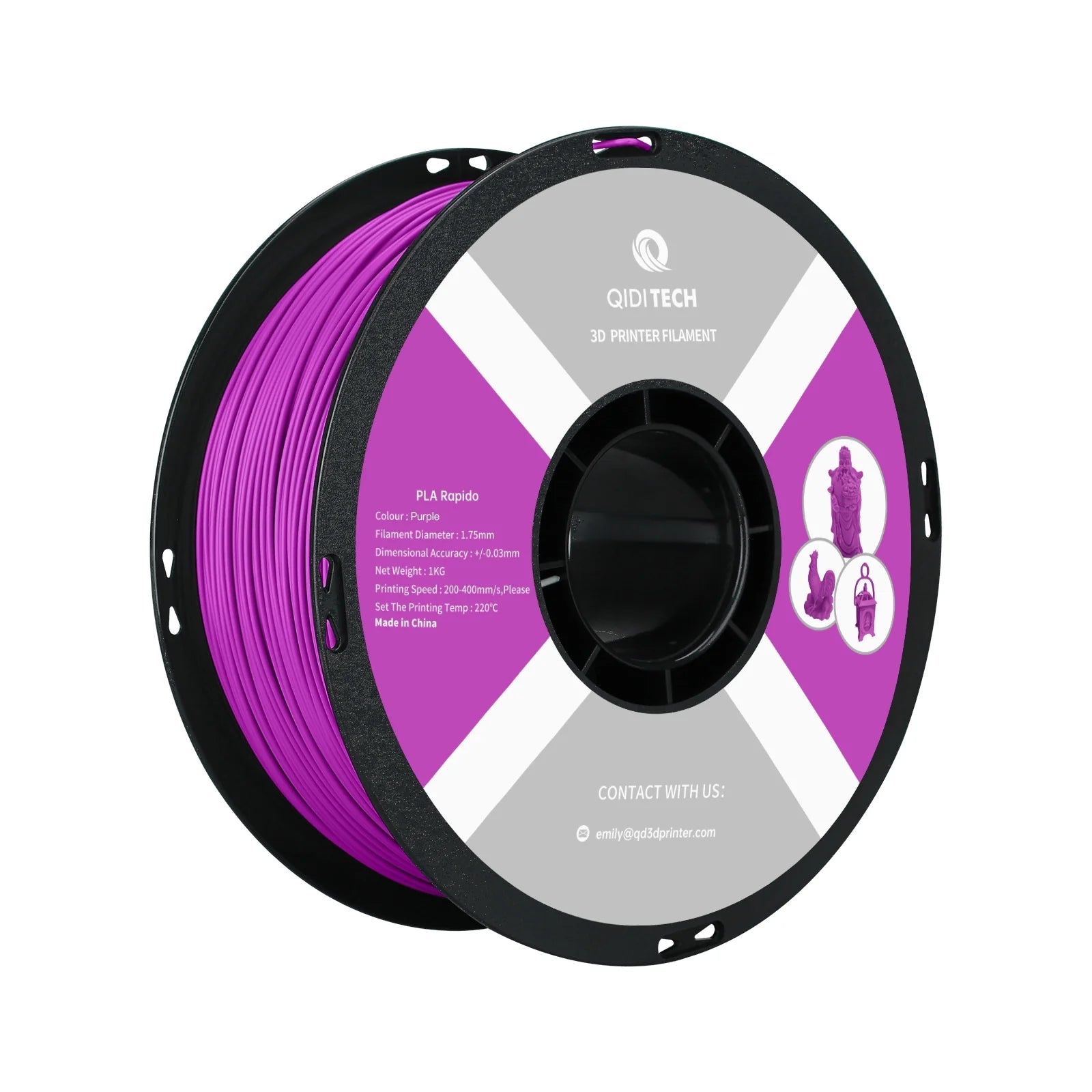 QIDI | PLA Rapid Filament Black 1.75mm 1kg 3D Printer Filament
