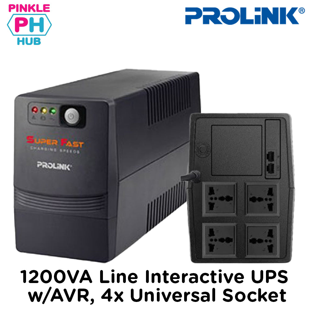 Prolink 1201SFCU 1200VA Line Interactive UPS w/AVR, 4x Universal Socket