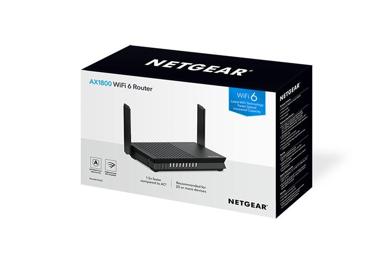 NETGEAR AX1800 4-Stream Dual-Band WiFi 6 Router, 1.8Gbps(RAX20-100PES)