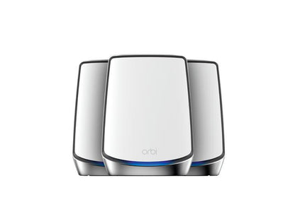 NETGEAR AX6000 WiFi Mesh System Orbi 850 Series Tri-band WiFi 6 Mesh System, 6Gbps, Router + 2 Satellites (RBK853-100EUS)