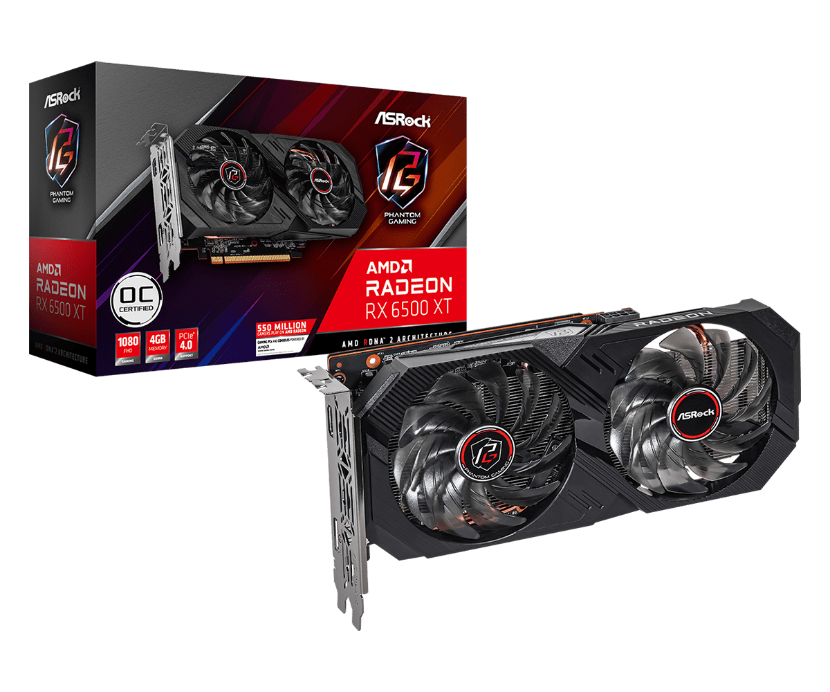 ASRock AMD Radeon™ RX 6500 XT Phantom Gaming D 4GB OC (RX6500XT PGD 4GO)