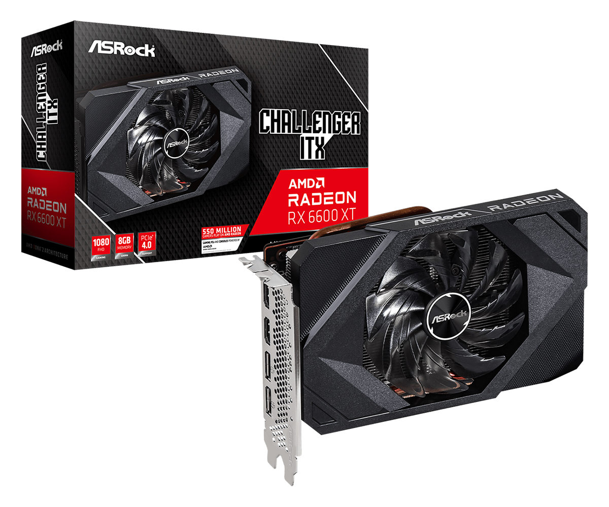 ASRock AMD Radeon™ RX 6600 XT Challenger ITX 8GB, AMD RDNA™ 2 Architecture 1 x 8-pin Connector (RX6600XT CLI 8G)