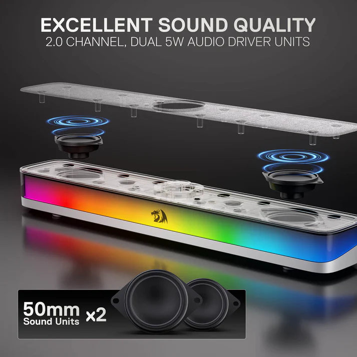 REDRAGON NEO GS515 2.0 BLUETOOTH STEREO RGB SOUNDBAR GRAY