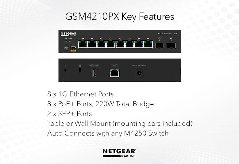 NETGEAR 8x1G PoE+ 220W and 2xSFP+ Managed Switch