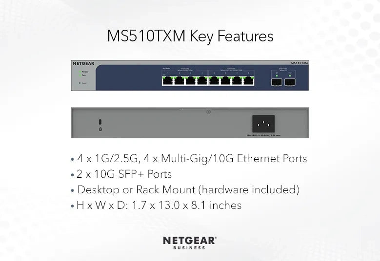 NETGEAR 8-Port Multi-Gigabit/10G Ethernet Smart Switch with 2 SFP+ Ports