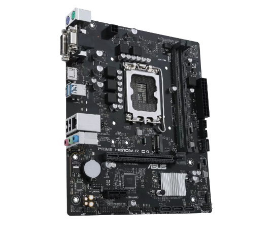 ASUS Intel® H610 (LGA 1700) mic-ATX motherboard with DDR4, PCIe 4.0, M.2 slot, Realtek 1 Gb Ethernet, HDMI®,D-Sub, DVI, USB 3.2 Gen 1 ports, SATA 6 Gbps , COM header, LPT header, TPM header (PRIME H610M-R D4)