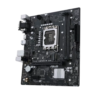 ASUS Intel® H610 (LGA 1700) mic-ATX motherboard with DDR4, PCIe 4.0, M.2 slot, Realtek 1 Gb Ethernet, HDMI®,D-Sub, DVI, USB 3.2 Gen 1 ports, SATA 6 Gbps , COM header, LPT header, TPM header (PRIME H610M-R D4)