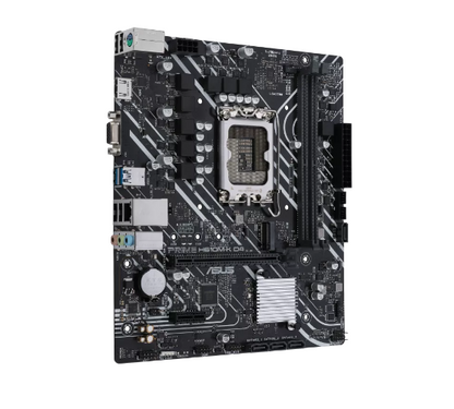 ASUS Intel® H610 (LGA 1700) mic-ATX motherboard with DDR4, PCIe 4.0, M.2 slot, Realtek 1 Gb Ethernet, HDMI®, D-Sub, USB 3.2 Gen 1 ports, SATA 6 Gbps, COM header, RGB header (PRIME H610M-K D4)