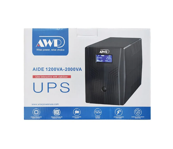 AWP AID2000 Pro Aide Pro LCD 1200W-2000VA UPS AIDE SERIES Entry Level Line Active UPS