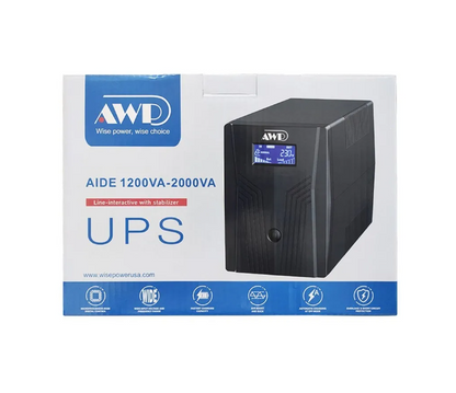 AWP AID2000 Pro Aide Pro LCD 1200W-2000VA UPS AIDE SERIES Entry Level Line Active UPS