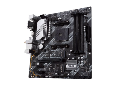 ASUS AMD B550 (Ryzen AM4) micro ATX motherboard with dual M.2, PCIe 4.0, Wi-Fi 6, 1 Gb Ethernet, HDMI, DVI-D, D-Sub, SATA 6 Gbps, USB 3.2 Gen 2 Type-A, and Aura Sync RGB lighting support (PRIME B550M-A WIFI II)