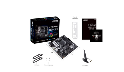 ASUS AMD B550 (Ryzen AM4) micro ATX motherboard with dual M.2, PCIe 4.0, Wi-Fi 6, 1 Gb Ethernet, HDMI, DVI-D, D-Sub, SATA 6 Gbps, USB 3.2 Gen 2 Type-A, and Aura Sync RGB lighting support (PRIME B550M-A WIFI II)