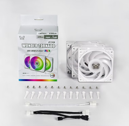 Scythe Wonder Tornado 120 PWM (up to 2500 RPM) White ARGB - 3 Pack