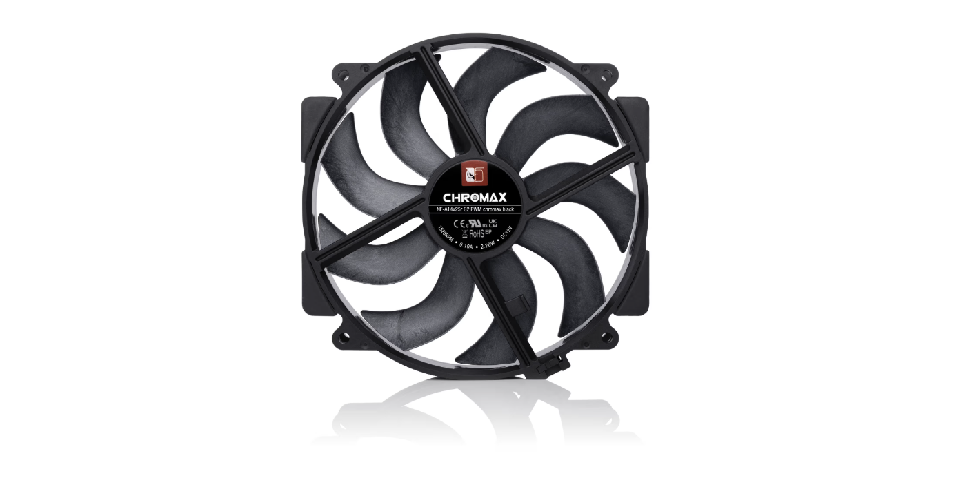 Noctua NF-A14x25R G2 PWM chromax.black Next-gen black round 140mm fan