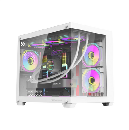 DarkFlash C285MP Exquisite M-ATX PC Case Tempered Glass (Black/White)