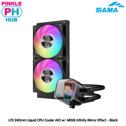 Sama L70 240mm AIO ARGB Liquid CPU Cooler with Infinity Mirror Effect - Black | White