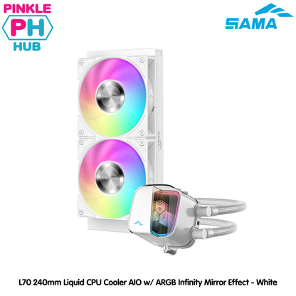 Sama L70 240mm AIO ARGB Liquid CPU Cooler with Infinity Mirror Effect - Black | White