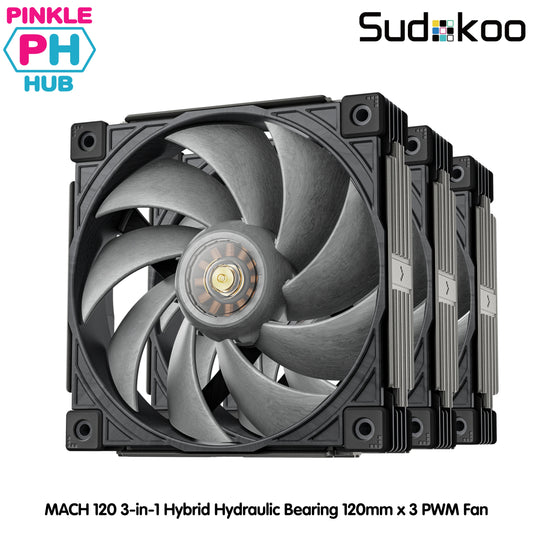 SUDOKOO MACH 120 3-in-1 Hybrid Hydraulic Bearing 120mm x 3 PWM Fan