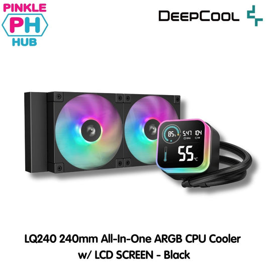 DEEPCOOL LQ240 240mm All-In-One ARGB CPU Cooler  w/ LCD SCREEN - Black
