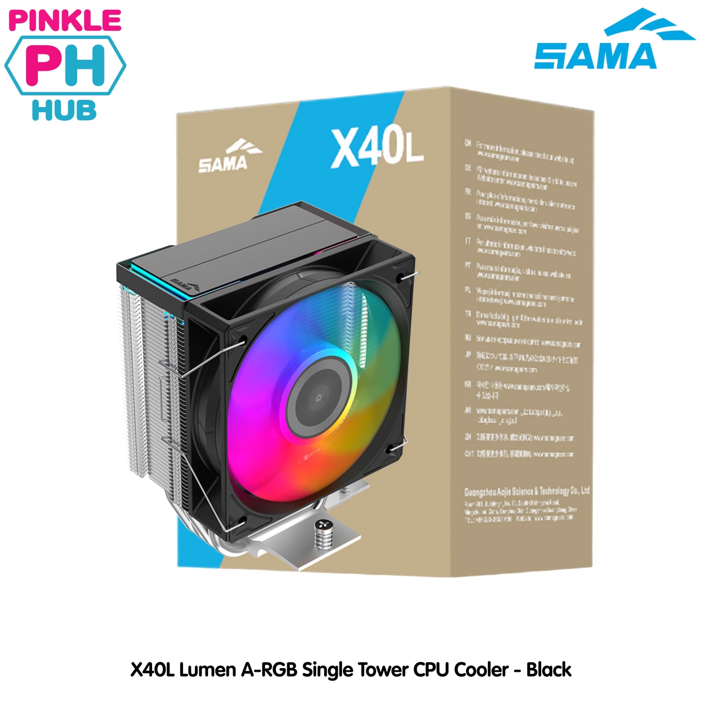 SAMA X40L Lumen A-RGB Single Tower CPU Cooler - Black