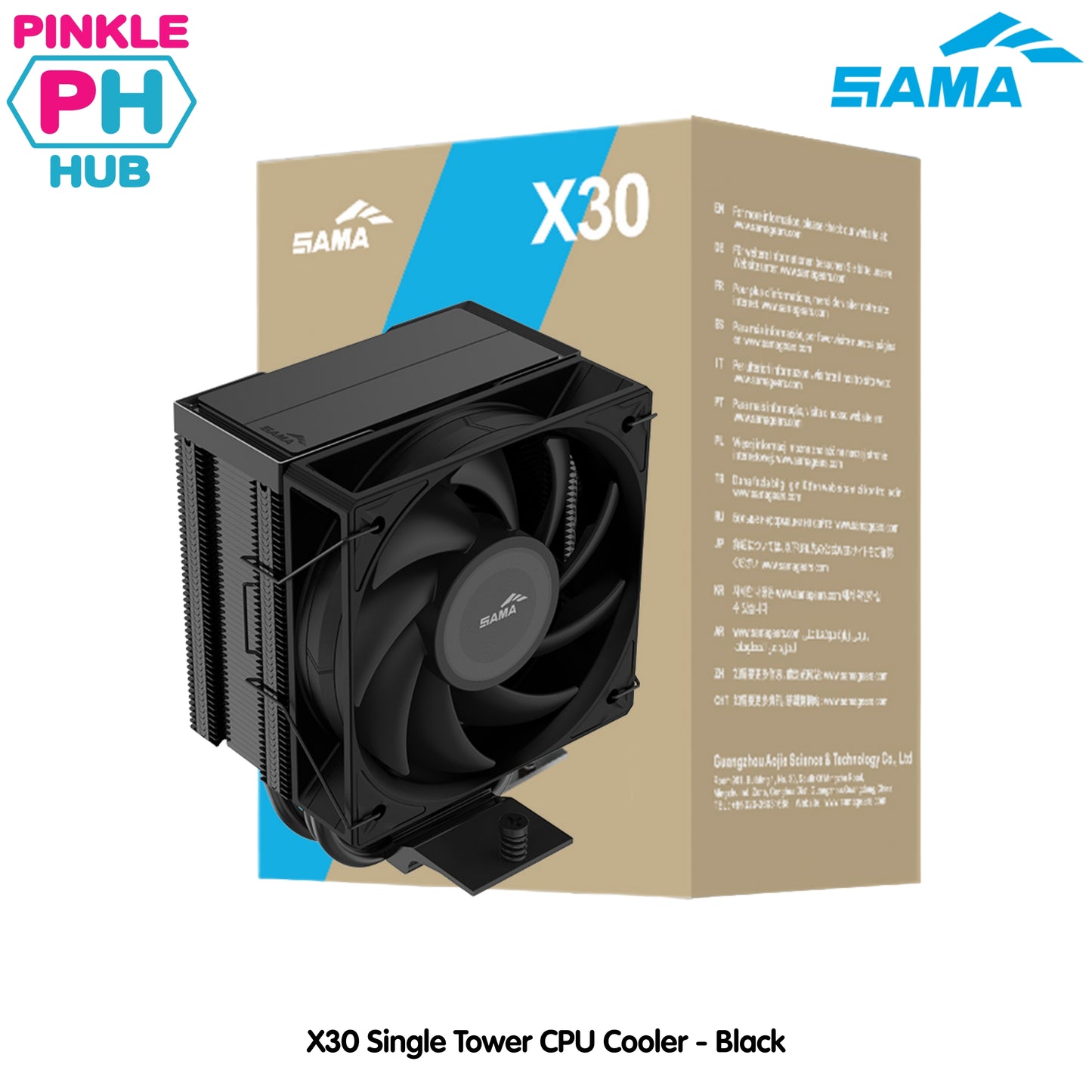 SAMA X30 Single Tower CPU Cooler - Black