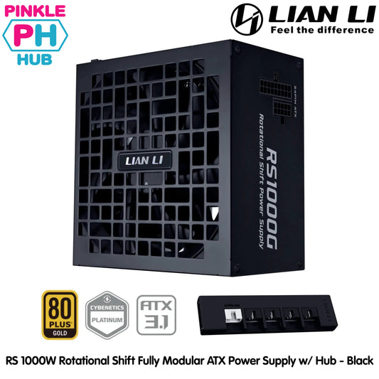 LIAN LI RS 1000W Rotational Shift Fully Modular ATX Power Supply (W/USB Fan Hub) - Black | White