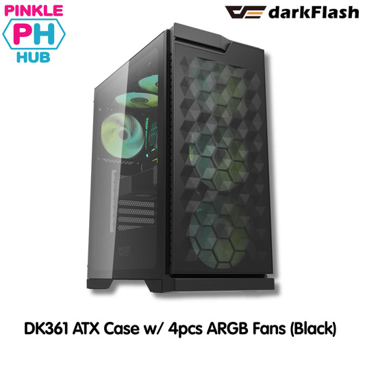 Darkflash DK361 ATX Case w/ 4pcs ARGB Fans Black/White