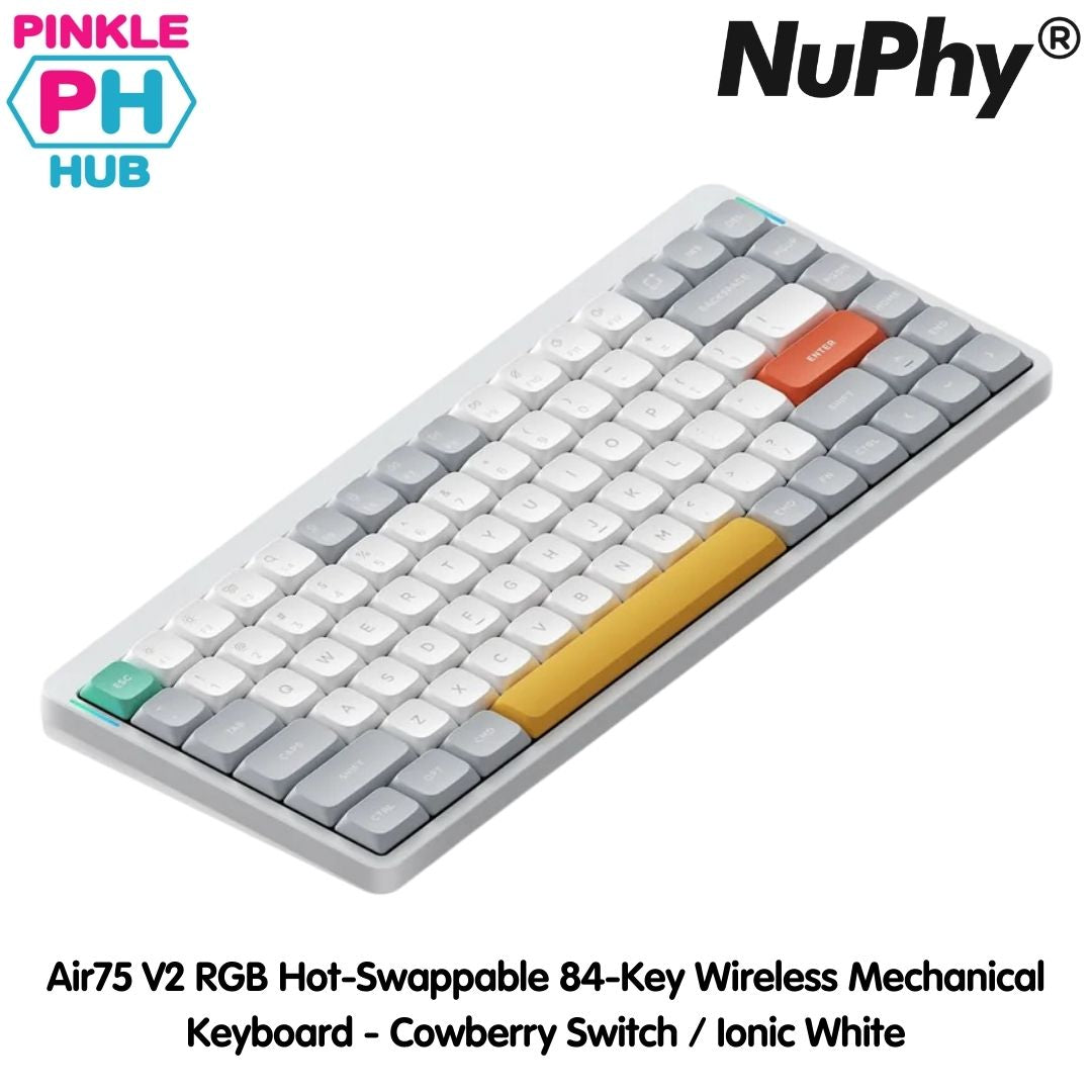 NuPhy® Air75 V2 QMK/VIA RGB Hot-Swappable 84-Key Wireless Mechanical Keyboard - Cowberry Switch / Ionic White
