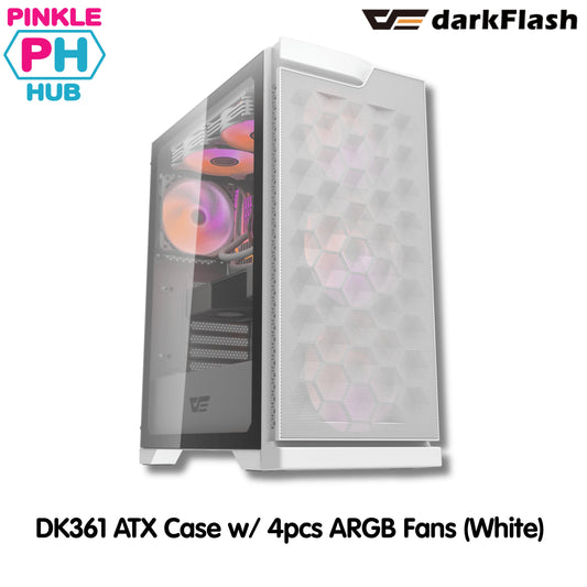 Darkflash DK361 ATX Case w/ 4pcs ARGB Fans Black/White