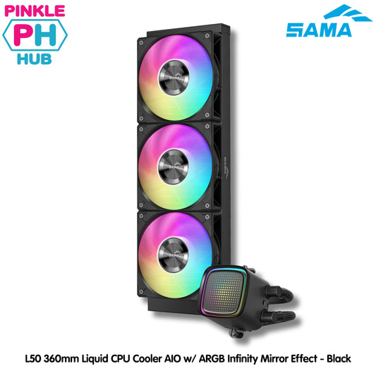 SAMA L50 360mm Liquid CPU Cooler AIO w/ ARGB Infinity Mirror Effect - Black | White