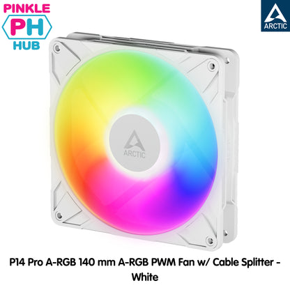 ARCTIC P14 Pro A-RGB 140 mm A-RGB PWM Fan w/ Cable Splitter - White