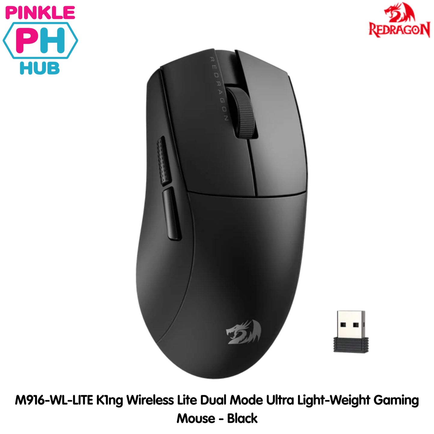 Redragon M916-WL-LITE K1ng Wireless Lite Dual Mode Ultra Light-Weight Gaming Mouse - Black