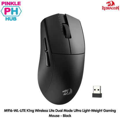 Redragon M916-WL-LITE K1ng Wireless Lite Dual Mode Ultra Light-Weight Gaming Mouse - Black