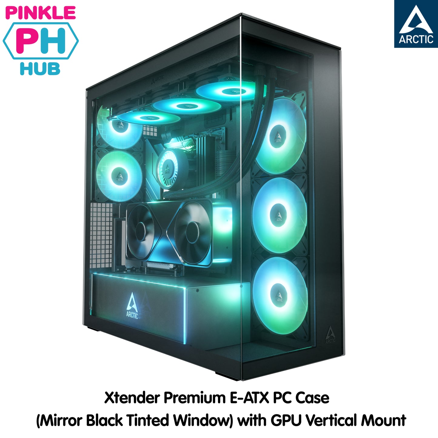 ARCTIC Xtender Premium E-ATX PC Case - (Mirror Black Tinted Window) with GPU Vertical Mount