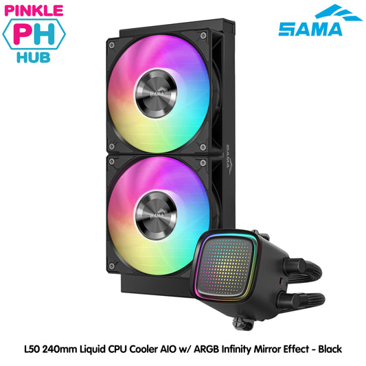 SAMA L50 240mm Liquid CPU Cooler AIO w/ ARGB Infinity Mirror Effect - Black | White
