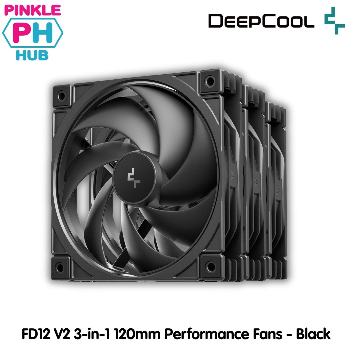 DEEPCOOL FD12 V2 3-IN-1 120mm Performance Fans - Black