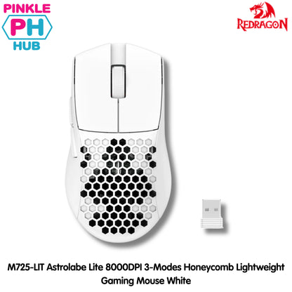 Redragon M725-LIT Astrolabe Lite 8000DPI 3-Modes Honeycomb Lightweight Gaming Mouse Black | White