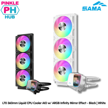 Sama L70 360mm AIO ARGB Liquid CPU Cooler with Infinity Mirror Effect - Black | White
