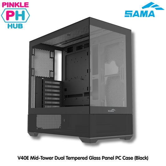 SAMA V40E Mid-Tower Dual Tempered Glass Panel PC Case (Black)